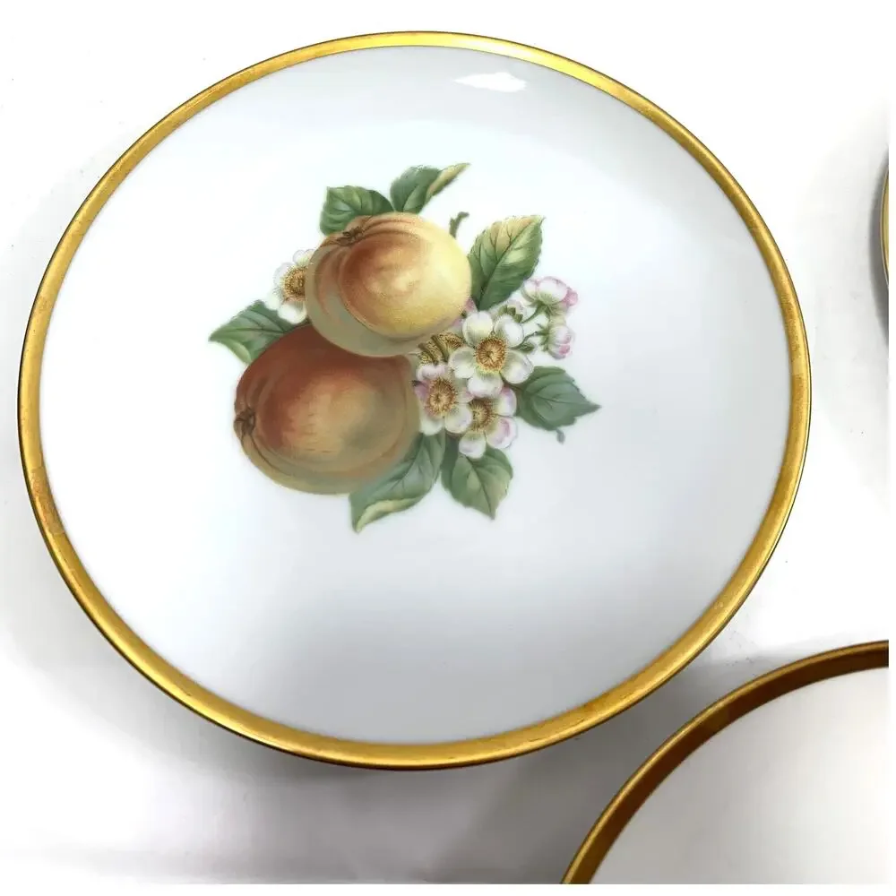 3 Vintage Hutschenreuther Selb Fruit Salad Plates Bavaria‎ Germany Pasco Peaches
